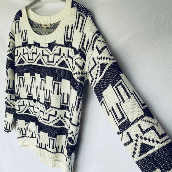 Aztec pattern cream and copper sweater - Picture 2 of 5